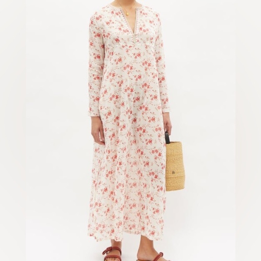 EMPORIO SIRENUSE Cotton Voile Caftan NWT | Pristine Embroidered Floral Sz48